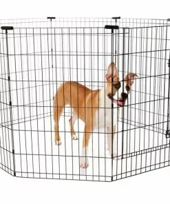 Frisco Heavy Duty Fold & Carry Double Door Collapsible Wire Dog Crate & Frisco Wire Dog Exercise Pen with Step-Through Door, Black -The Frisco Store 255537 PT4. SY630 V1603646503
