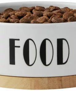 Frisco Ceramic Food Dog & Cat Bowl with Wood Base -The Frisco Store 256042 PT4. SY630 V1615317411