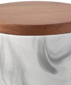 Frisco Ceramic Marble Print Treat Jar with Wood Lid -The Frisco Store 256054 PT2. SY630 V1615312313