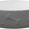 Frisco Bones Non-skid Ceramic Dog & Cat Bowl, Gray