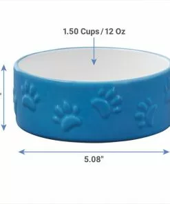 Frisco Paw Prints Non-skid Ceramic Dog & Cat Bowl, Blue -The Frisco Store 256067 PT1. SY630 V1616697247