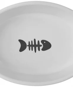 Frisco Oval Meow Non-skid Ceramic Cat Bowl with Wood Base, 1 Cup -The Frisco Store 256080 PT4. SY630 V1615311695