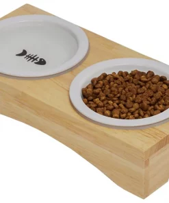 Frisco Double Elevated Cat Bowl with Wood Stand, 0.62 Cup -The Frisco Store 256082 PT3. SY630 V1615312021
