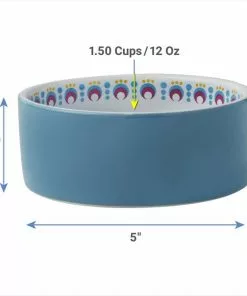 Frisco Kaleidoscope Pattern Non-skid Ceramic Cat Dish, Blue, 1.62 Cups -The Frisco Store 256094 PT1. SY630 V1616697151