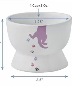 Frisco Cat Print Non-skid Elevated Ceramic Cat Bowl, Short, 1.0 Cup -The Frisco Store 256096 PT1. SY630 V1623936464