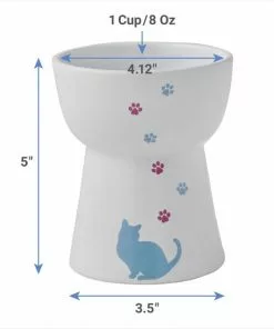 Frisco Cat Print Non-skid Elevated Ceramic Cat Bowl, Tall -The Frisco Store 256098 PT1. SY630 V1623936482