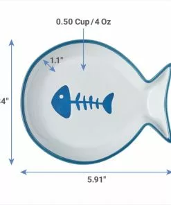 Frisco Fish Shaped Non-skid Ceramic Cat Dish, 0.62 Cups 10 Frisco Fish Shaped Non-skid Ceramic Cat Dish, 0.62 Cups -The Frisco Store 256109 PT1. SY630 V1616697286