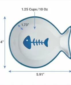 Frisco Fish Shaped Non-skid Ceramic Cat Bowl, 1.37 Cups -The Frisco Store 256111 PT1. SY630 V1616697558