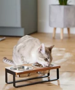 Frisco Wooden Bars Dog & Cat Double Bowl Diner -The Frisco Store 257142 PT5. SY630 V1615989127