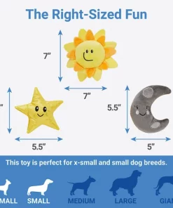 Frisco Road Trip Sun, Moon, & Star Plush Squeaky Dog Toy, 3 count -The Frisco Store 262007 PT1. SY630 V1623698254