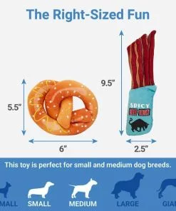 Frisco Road Trip Jerky & Pretzel Plush Squeaky Dog Toy, 2 count -The Frisco Store 262011 PT1. SY630 V1622563941