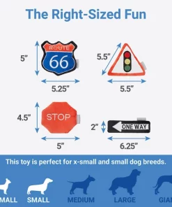 Frisco Road Trip Traffic Signs Plush Squeaky Dog Toy, 4 count -The Frisco Store 262016 PT1. SY630 V1623698255