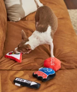 Frisco Road Trip Traffic Signs Plush Squeaky Dog Toy, 4 count -The Frisco Store 262016 PT3. SY630 V1618598528