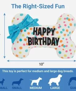 Frisco Birthday Reversible Plush Bone Squeaky Dog Toy -The Frisco Store 264432 PT1. SY630 V1622563937