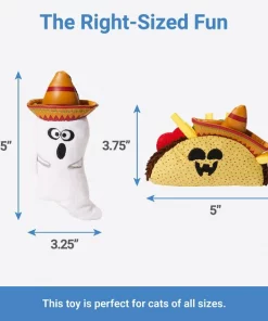 Frisco Halloween Fiesta Ghost & Taco Plush Cat Toy with Catnip, 2 count -The Frisco Store 270319 PT1. SY630 V1626284767