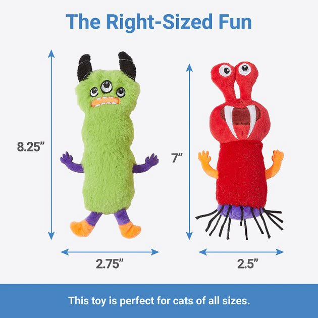 Frisco Friendly Monsters Plush Cat Toy with Catnip, 2 count 4 Frisco Friendly Monsters Plush Cat Toy with Catnip, 2 count - Image 2