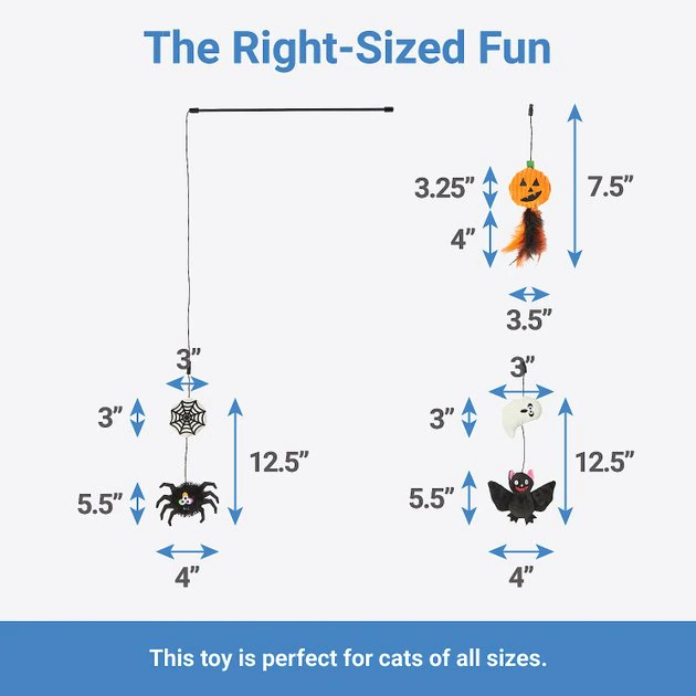 Frisco Halloween Teaser Wand Cat Toy with Catnip, 3 count 4 Frisco Halloween Teaser Wand Cat Toy with Catnip, 3 count - Image 2