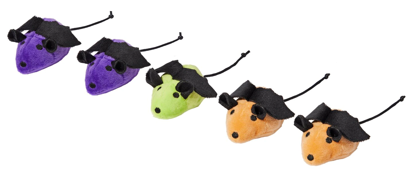 Frisco Halloween Bat Mice Plush Cat Toy with Catnip, 5 count 3 Frisco Halloween Bat Mice Plush Cat Toy with Catnip, 5 count