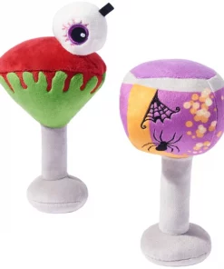 Frisco Halloween Cocktail Plush Squeaky Dog Toy, 2 count