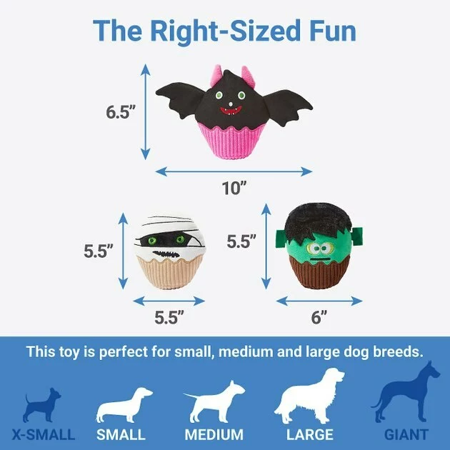 Frisco Cupcakes Plush Squeaky Dog Toy, 3 count 4 Frisco Cupcakes Plush Squeaky Dog Toy, 3 count - Image 2