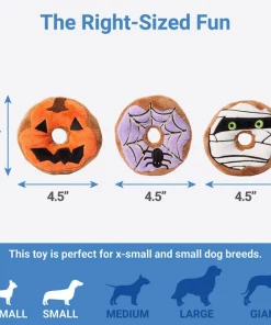 Frisco Halloween Donuts Plush Squeaky Dog Toy, 3 count -The Frisco Store 270369 PT1. SY630 V1626284187