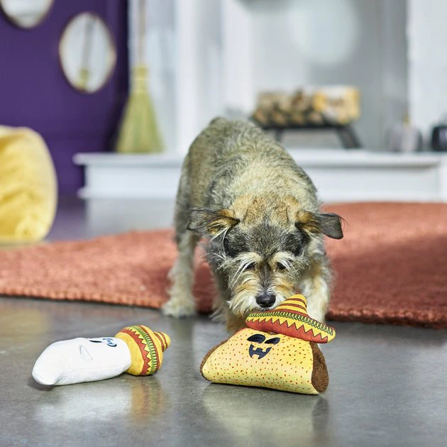 Frisco Halloween Fiesta Ghost & Taco Plush Squeaky Dog Toy, 2 count 5 Frisco Halloween Fiesta Ghost & Taco Plush Squeaky Dog Toy, 2 count - Image 3