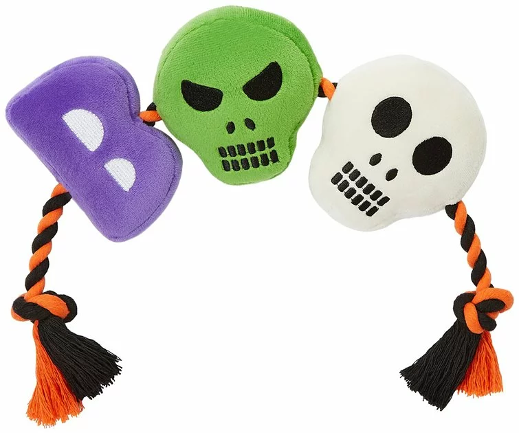 Frisco Halloween Boo! Plush with Rope Squeaky Dog Toy 3 Frisco Halloween Boo! Plush with Rope Squeaky Dog Toy
