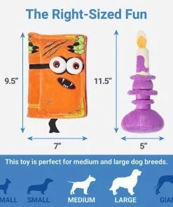 Frisco Halloween Monster Book & Candle Plush Squeaky Dog Toy, 2 count -The Frisco Store 270456 PT1. SY630 V1626284188