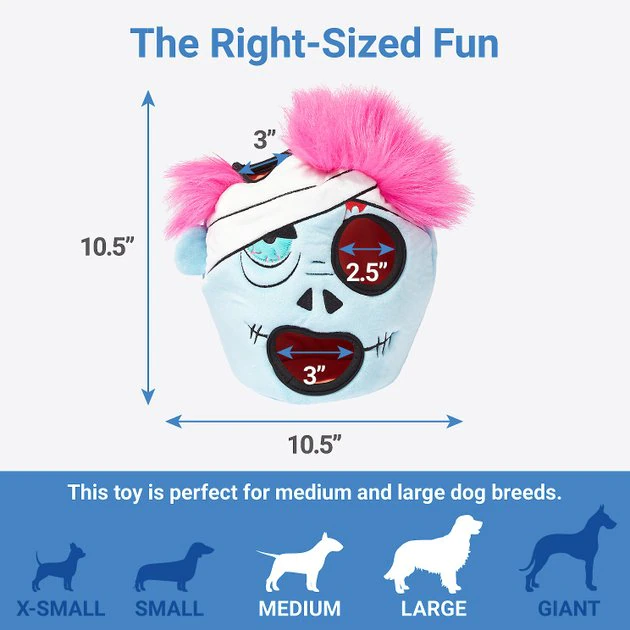 Frisco Halloween Zombie Hide and Seek Puzzle Plush Squeaky Dog Toy 4 Frisco Halloween Zombie Hide and Seek Puzzle Plush Squeaky Dog Toy - Image 2