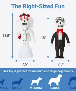 Frisco Sugar Skull Bride & Groom Plush Squeaky Dog Toy, 2 count -The Frisco Store 270498 PT1. SY630 V1626284495