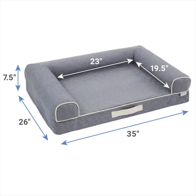 Frisco Chambray Orthopedic Sofa Bolster Dog Bed w/Removable Cover 4 Frisco Chambray Orthopedic Sofa Bolster Dog Bed w/Removable Cover - Image 2