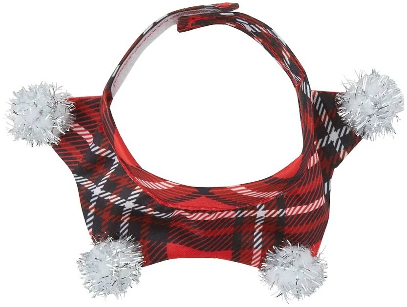 Frisco Red Plaid Guinea Pig Ruffle Collar with Pom Poms, One Size 5 Frisco Red Plaid Guinea Pig Ruffle Collar with Pom Poms, One Size - Image 3