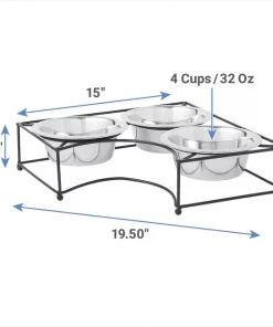 Frisco Straight Triple Corner Feeder Dog & Cat Stainless Steel Bowl -The Frisco Store 277561 PT1. SY630 V1628862078