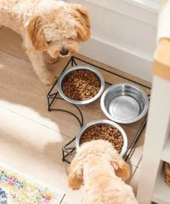 Frisco Straight Triple Corner Feeder Dog & Cat Stainless Steel Bowl -The Frisco Store 277561 PT2. SY630 V1630346973