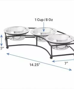 Frisco Curved Triple Feeder Stainless Steel Dog & Cat Bowl -The Frisco Store 277562 PT1. SY630 V1628861879