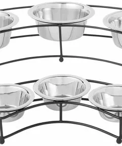 Frisco Curved Triple Feeder Stainless Steel Dog & Cat Bowl -The Frisco Store 277562 PT5. SY630 V1627936115