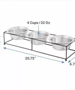 Frisco Straight Triple Feeder Stainless Steel Dog & Cat Bowl -The Frisco Store 277568 PT1. SY630 V1628861516