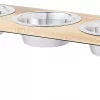 Frisco Dark Wooden Triple Elevated Stainless Steel Dog & Cat Bowl -The Frisco Store 277570 MAIN. SY630 V1627933893