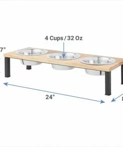 Frisco Dark Wooden Triple Elevated Stainless Steel Dog & Cat Bowl -The Frisco Store 277570 PT1. SY630 V1628862057