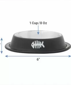 Frisco Fish Bone Print Non-Skid Stainless Steel Cat Bowl -The Frisco Store 277582 PT1. SY630 V1628861765