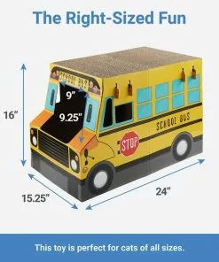 Frisco School Bus Cardboard Cat Toy, 2-Story -The Frisco Store 279835 PT1. SY630 V1629824192