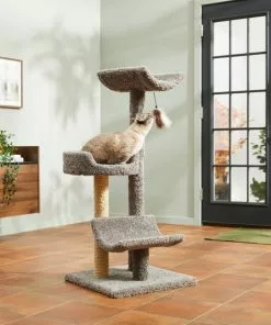 Frisco 45-in Real Carpet Cat Tree, Gray