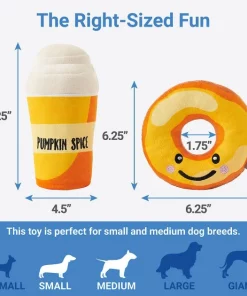 Frisco Fall Pumpkin Pie Latte & Donut Plush Squeaky Dog Toy, 2 count -The Frisco Store 285611 PT1. SY630 V1633969282