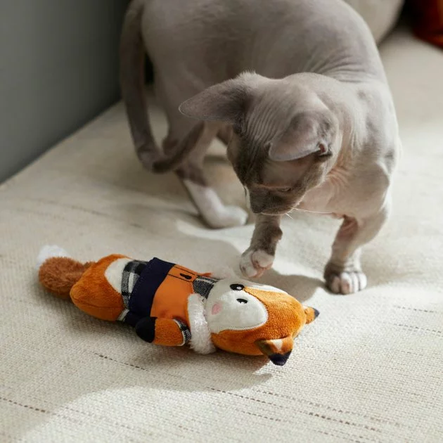 Frisco Hipster Fox Plush Kicker Cat Toy with Catnip 5 Frisco Hipster Fox Plush Kicker Cat Toy with Catnip - Image 3