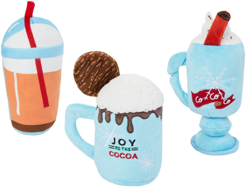 Frisco Winter Drinks Plush Squeaky Dog Toy, 3 count 3 Frisco Winter Drinks Plush Squeaky Dog Toy, 3 count