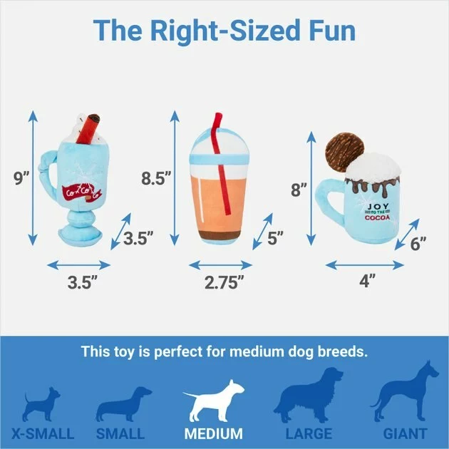 Frisco Winter Drinks Plush Squeaky Dog Toy, 3 count 4 Frisco Winter Drinks Plush Squeaky Dog Toy, 3 count - Image 2