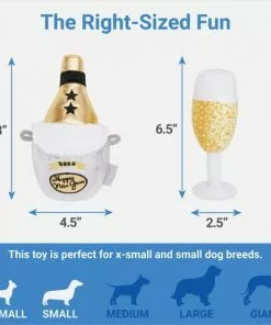 Frisco New Year's Eve Champagne & Flute Plush Squeaky Dog Toy, 2 count -The Frisco Store 288486 PT1. SY630 V1640718537