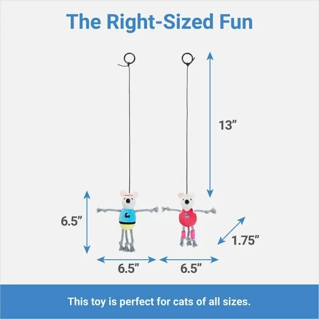 Frisco Gym Bouncy Mice Plush Cat Toy with Catnip, 2 count 4 Frisco Gym Bouncy Mice Plush Cat Toy with Catnip, 2 count - Image 2