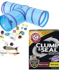 Frisco||Arm & Hammer Litter Frisco Plush, Teaser, Ball & Tri-Tunnel Toy with Catnip + Arm & Hammer Litter Clump & Seal Multi-Cat Scented Clumping Clay Cat Litter