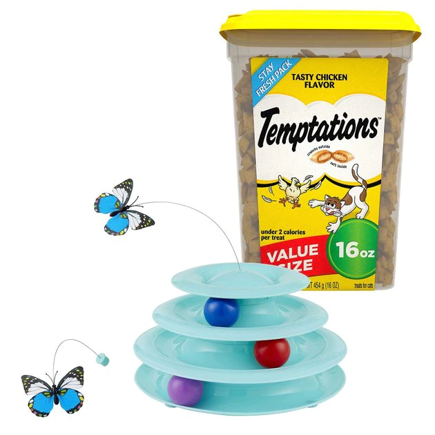 Temptations||Frisco Temptations Tasty Chicken Flavor Treats + Frisco Cat Tracks Butterfly Cat Toy 3 Temptations||Frisco Temptations Tasty Chicken Flavor Treats + Frisco Cat Tracks Butterfly Cat Toy